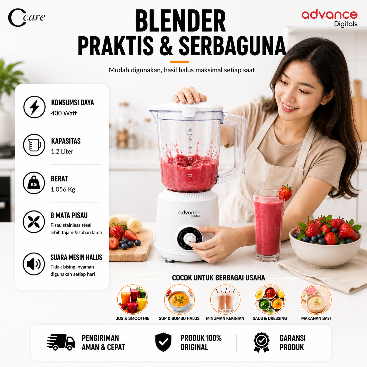 CCARE BLENDER ADVANCE DIGITALS – BLENDER PRAKTIS & SERBAGUNA PREMIUM - Gambar 2