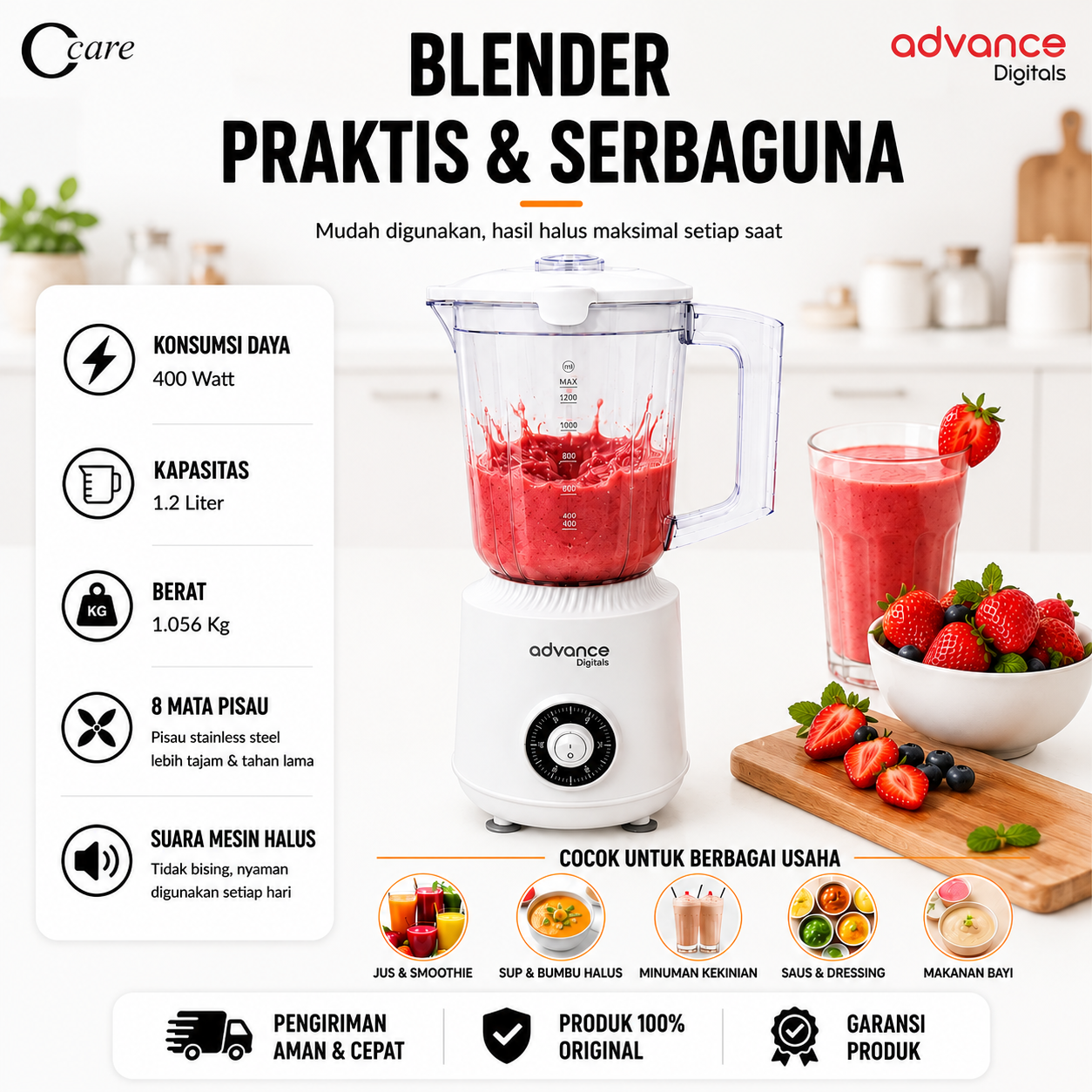 CCARE BLENDER ADVANCE DIGITALS – BLENDER PRAKTIS & SERBAGUNA PREMIUM - Gambar 3