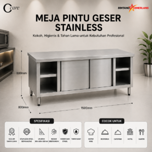 CCARE MEJA KABINET STAINLESS – COMMERCIAL STAINLESS STEEL CABINET TABLE PREMIUM