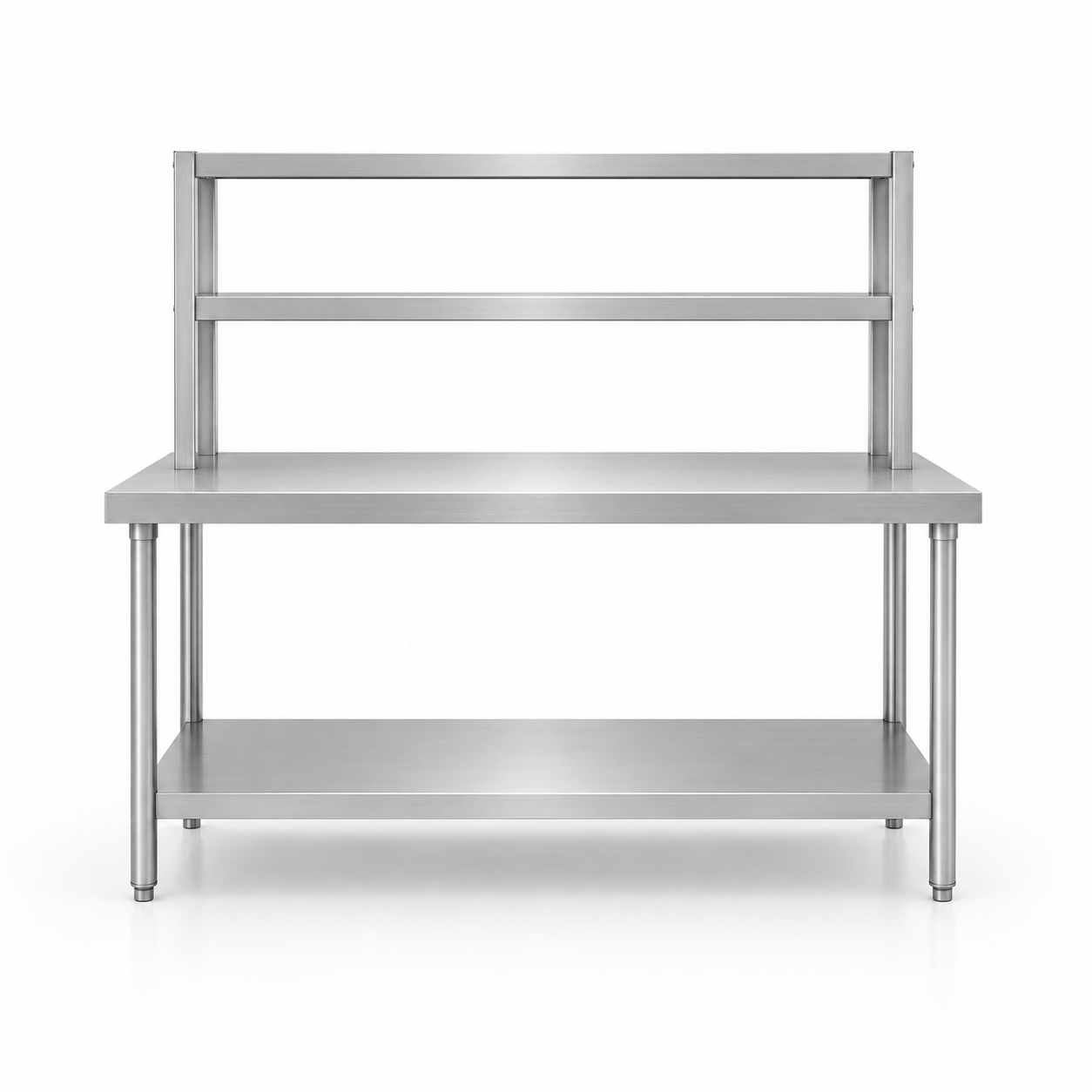 CCARE MEJA RAK STAINLESS 2 TINGKAT – COMMERCIAL WORK TABLE WITH OVERSHELF PREMIUM - Gambar 4