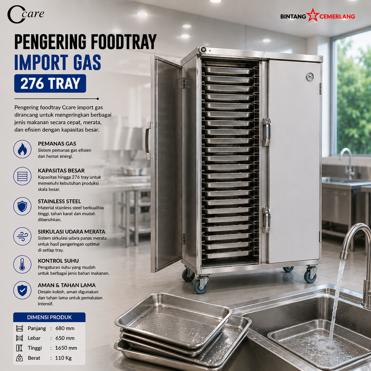 CCARE PENGERING FOODTRAY IMPORT GAS 276 TRAY - Gambar 3