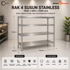 CCARE RAK STAINLESS MULTILAYER SOLID 4 TINGKAT – COMMERCIAL STORAGE RACK PREMIUM