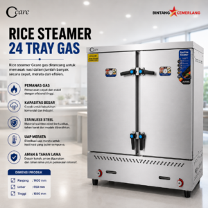 CCARE RICE STEAMER 24 TRAY GAS – MESIN PENANAK NASI JUMBO EKSTRA KAPASITAS
