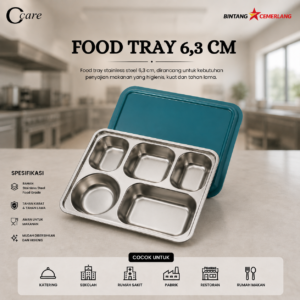 CCare Tempat Makan Sekat Stainless Steel SUS 304 Premium / Food Tray 6.3 cm
