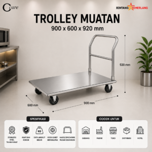 CCARE TROLI DORONG STAINLESS – PLATFORM TROLLEY HEAVY DUTY PREMIUM